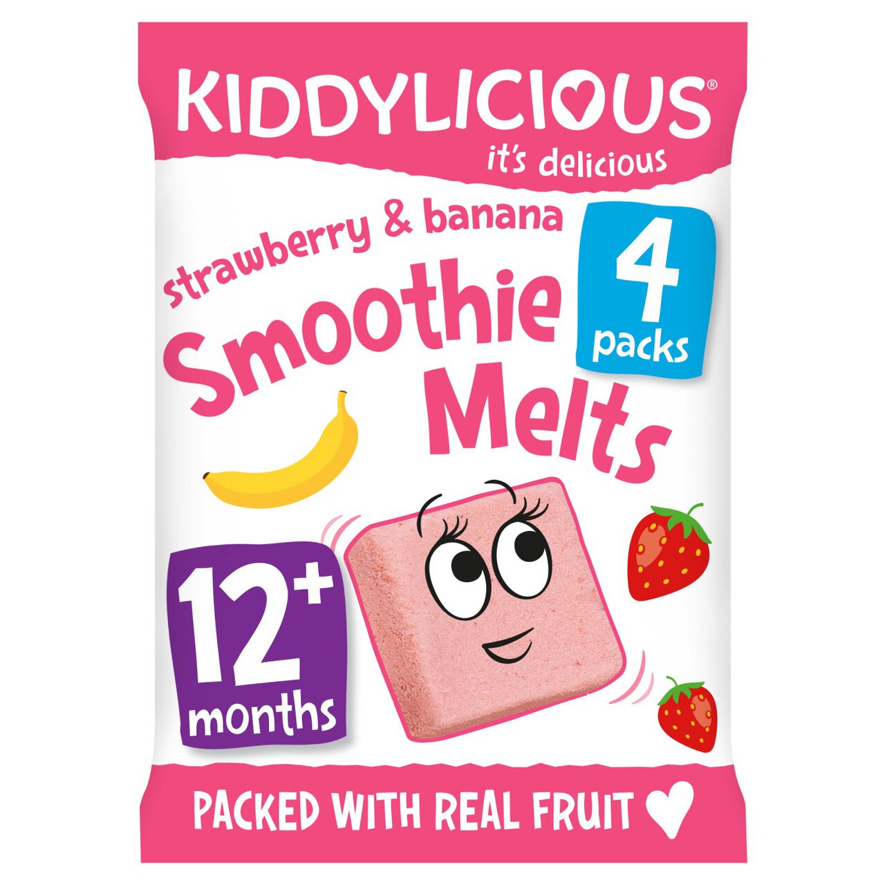 Kiddylicious Strawberry & Banana Smoothie Melts, 12 mths+ Multipack 4 x 6g