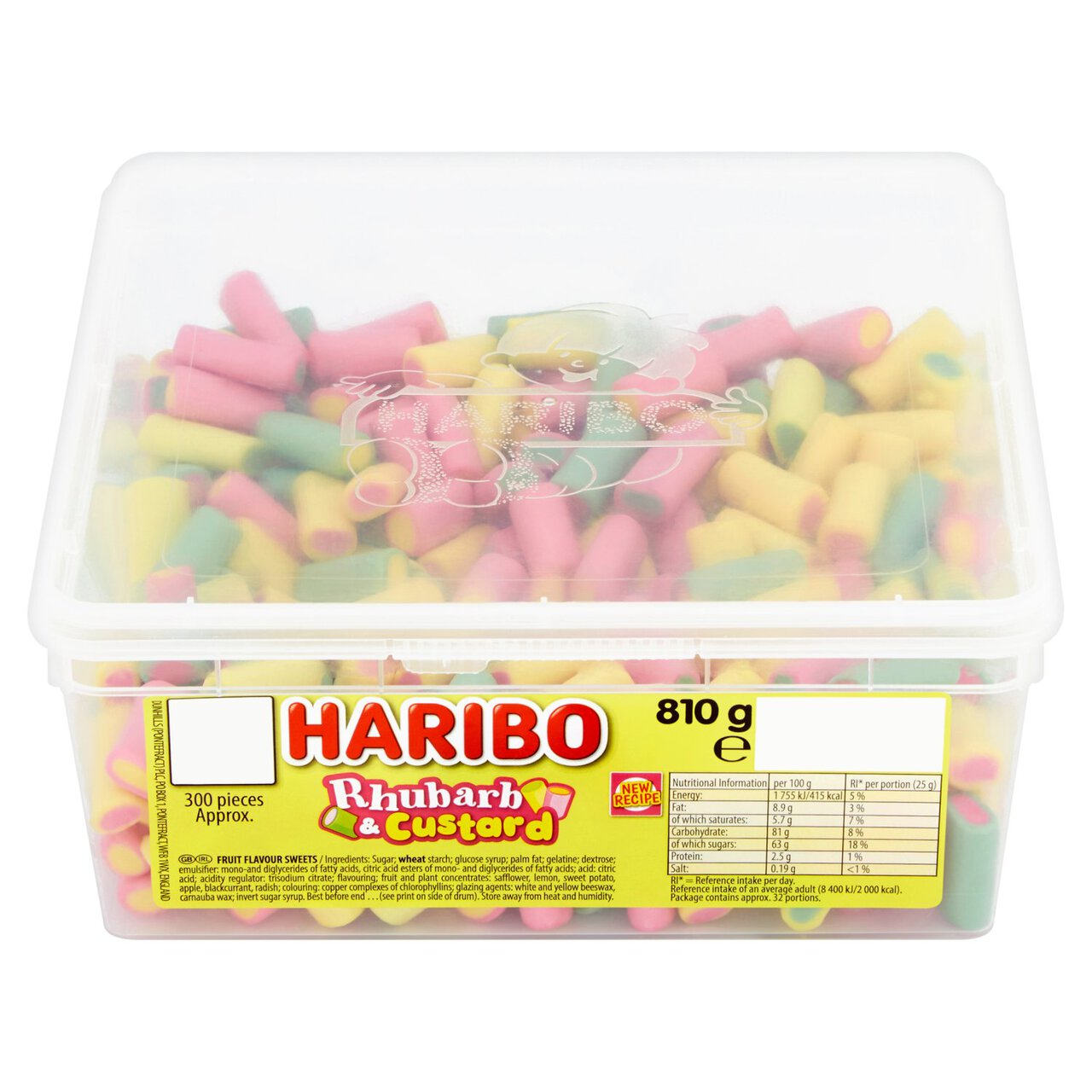 Haribo Rhubarb & Custard Sweets Tub 810g