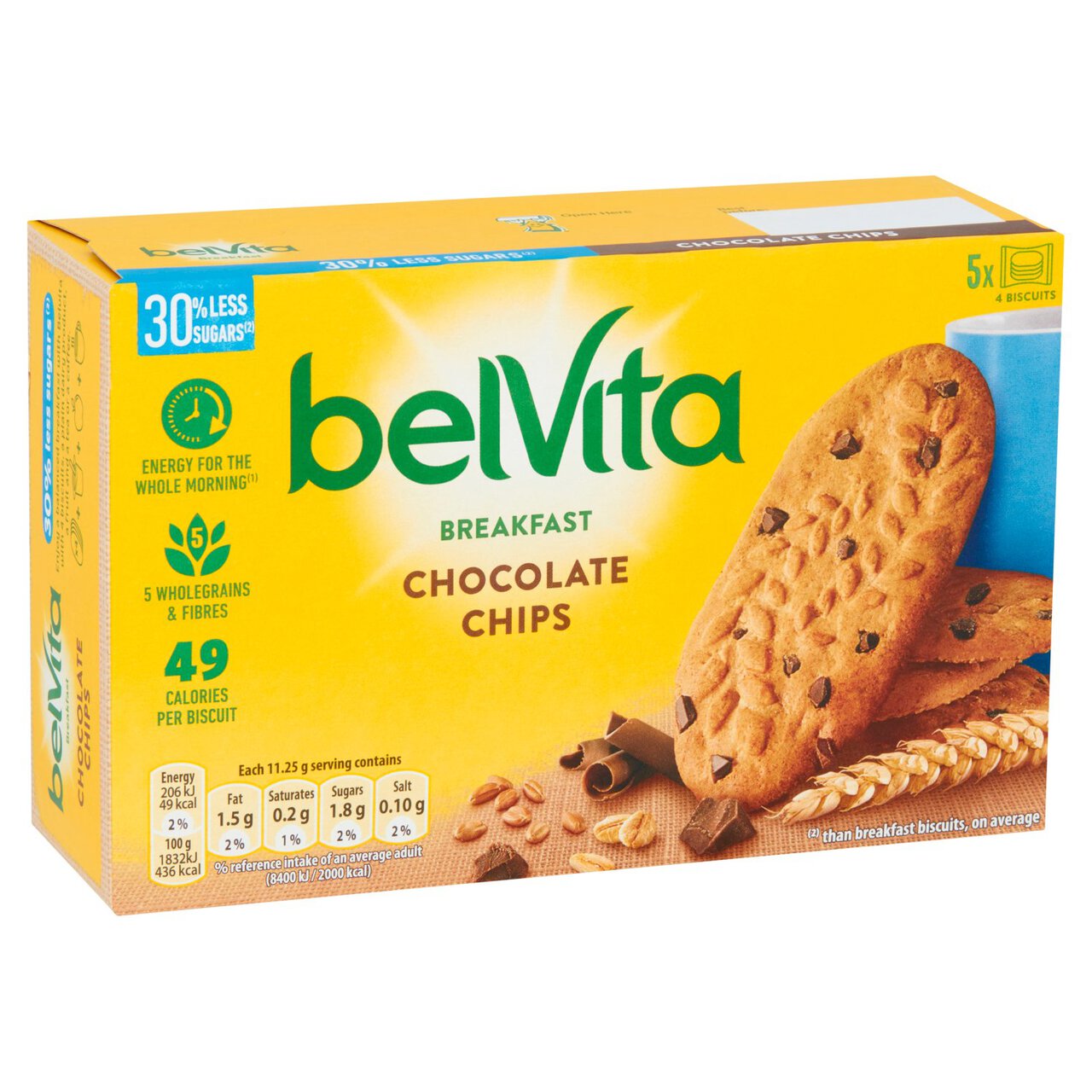 Belvita 30% Less Sugar Chocolate Chips Breakfast Biscuits 5 per pack