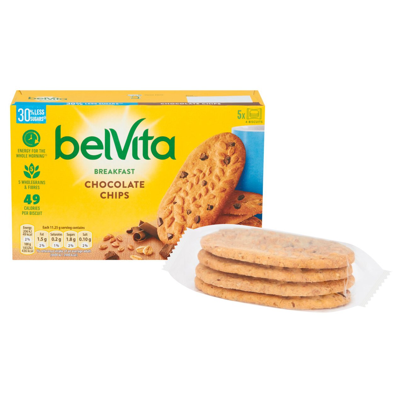 Belvita 30% Less Sugar Chocolate Chips Breakfast Biscuits 5 per pack