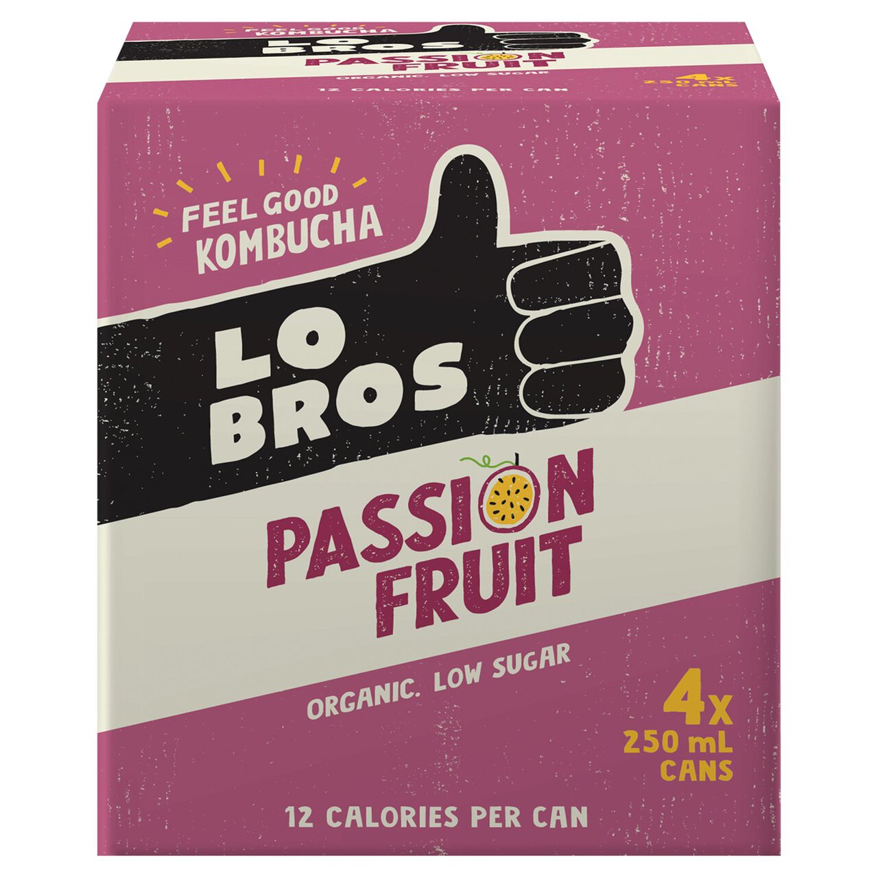 Lo Bros Low Sugar Passionfruit Kombucha Multipack 4 x 250ml