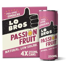 Lo Bros Kombucha Passionfruit Low Sugar Multipack 4 x 250ml