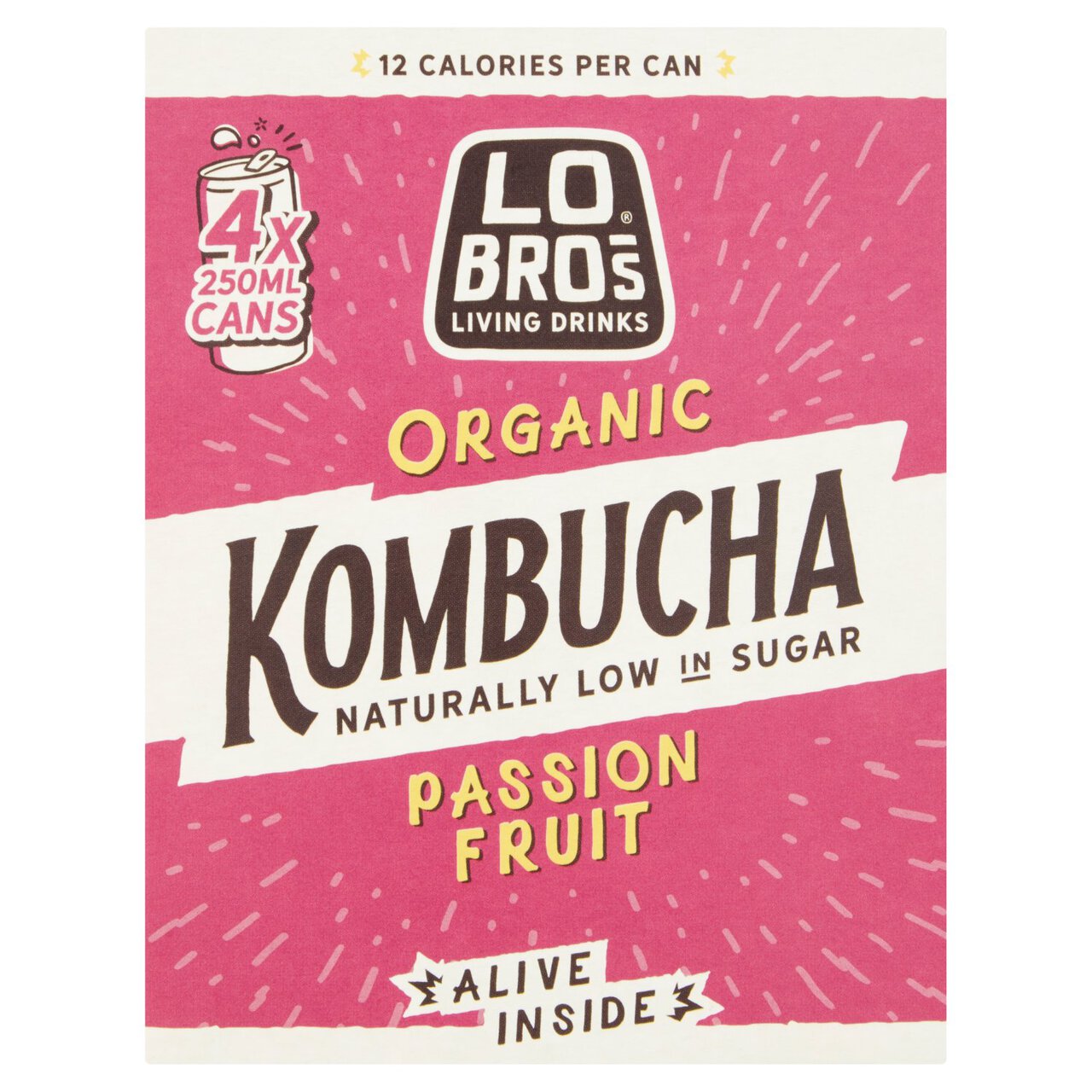 Lo Bros Low Sugar Passionfruit Kombucha Multipack 4 x 250ml