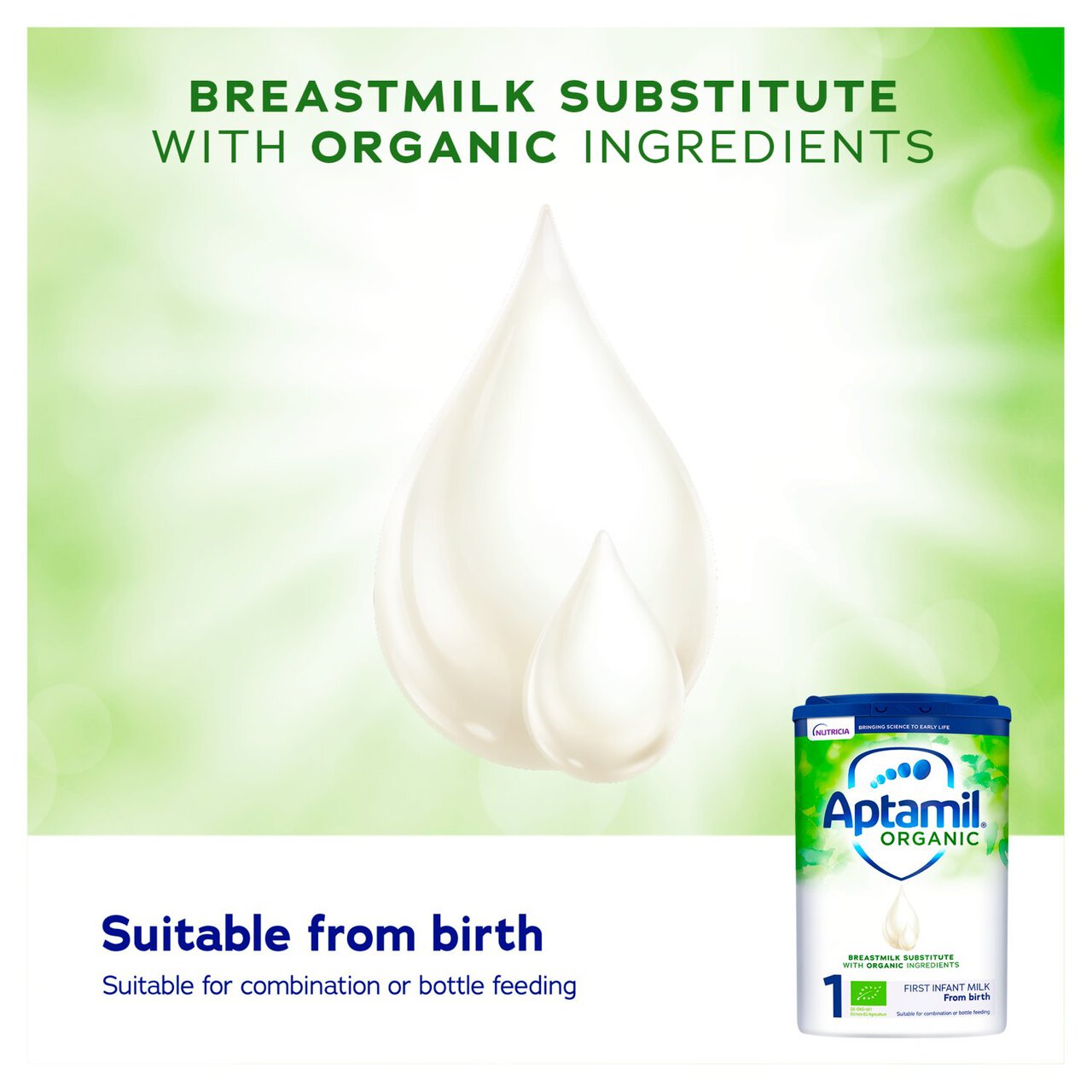 Aptamil Organic 1 First Baby Milk Formula Powder from Birth 800g