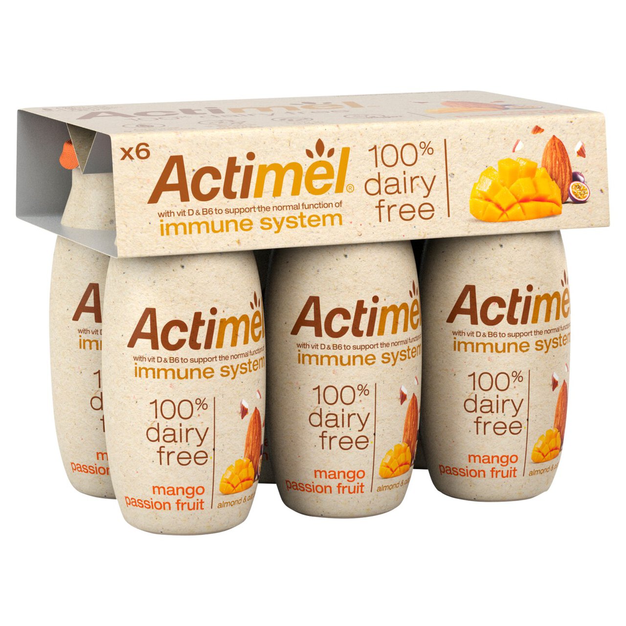 Actimel Dairy Free Almond Mango Yoghurt Drink Alternative 6 x 100g