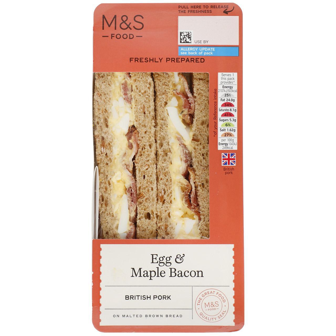 M&S Free Range Egg & Maple Bacon Sandwich