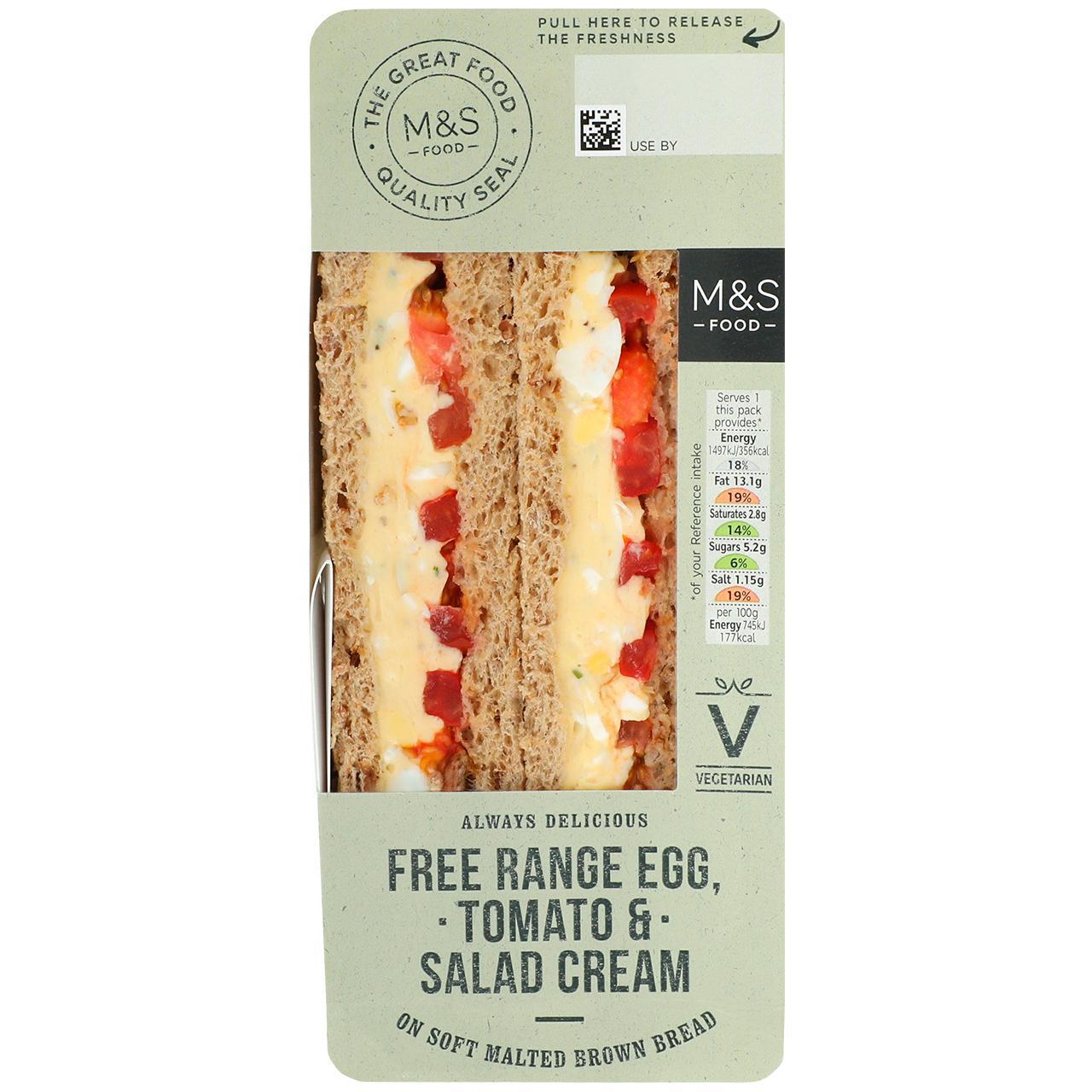 M&S Free Range Egg, Tomato & Salad Cream Sandwich