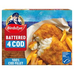Birds Eye 4 Battered Cod Fish Fillets 440g