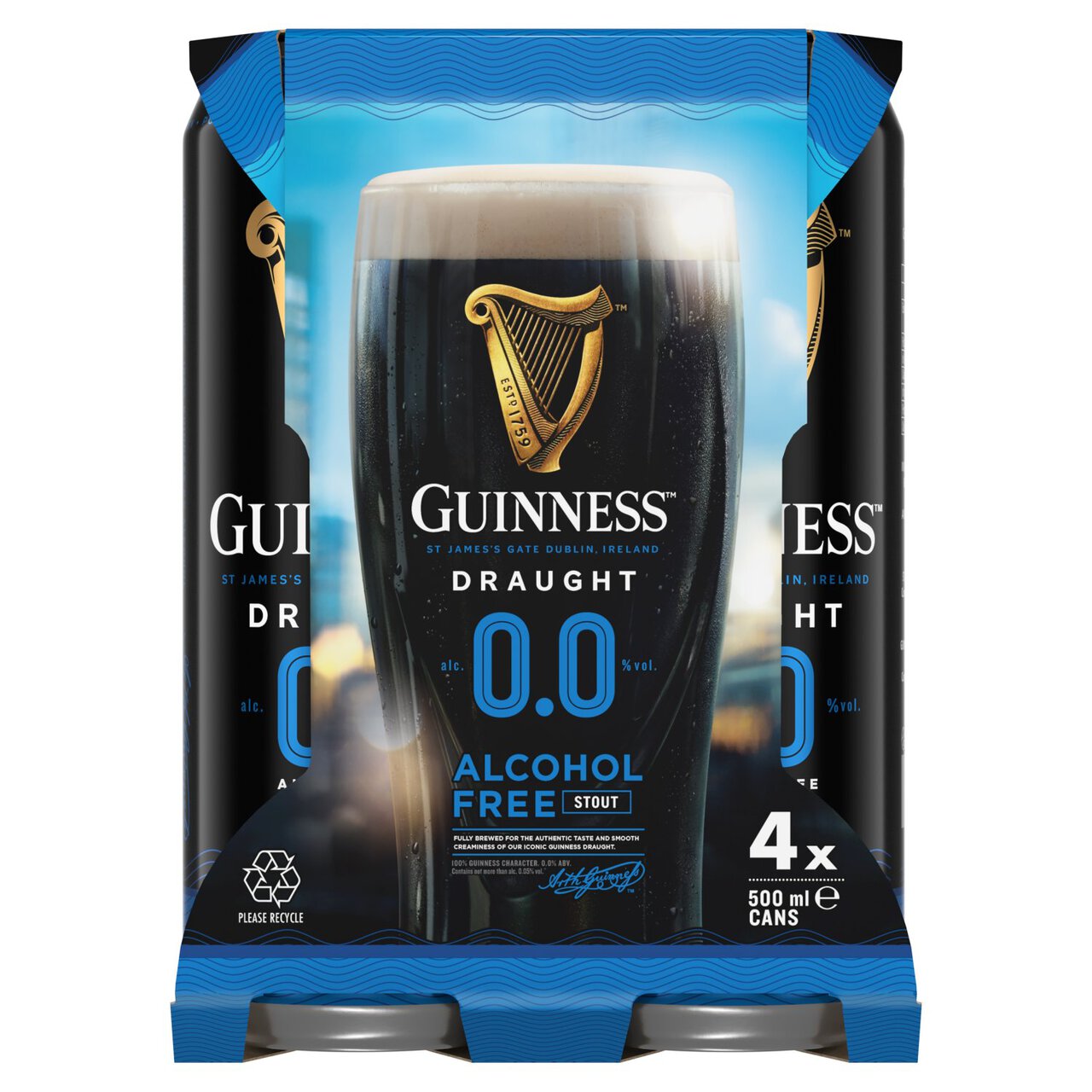 Guinness Draught Alcohol Free Stout Beer 4 x 440ml