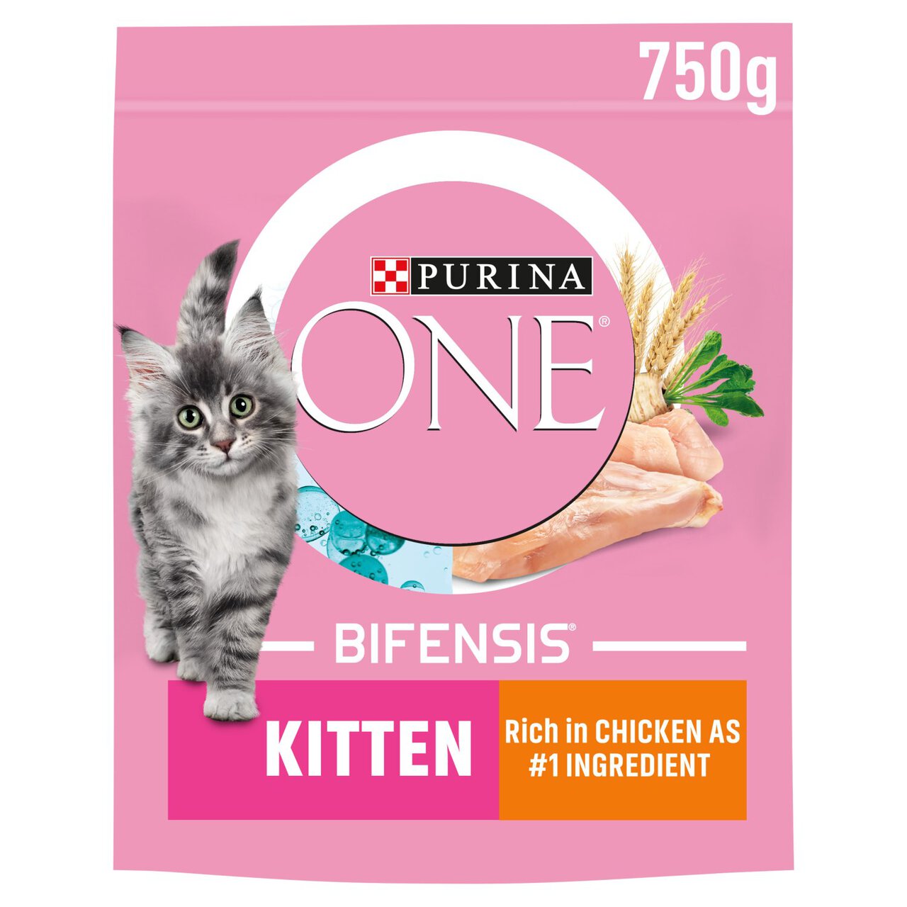 Purina ONE Kitten Dry Cat Food Chicken and Wholegrain 750g