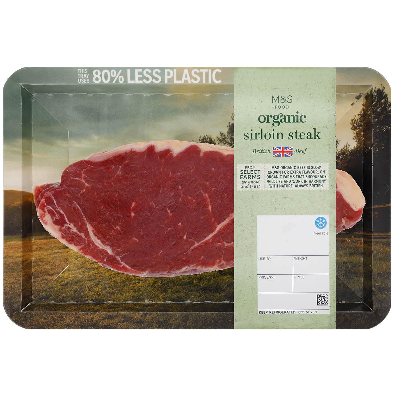 M&S Organic Beef Sirloin Steak Typically: 250g