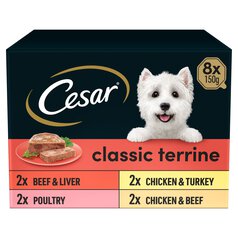 Cesar Classics Terrine Dog Food Trays Mixed in Loaf 8 x 150g