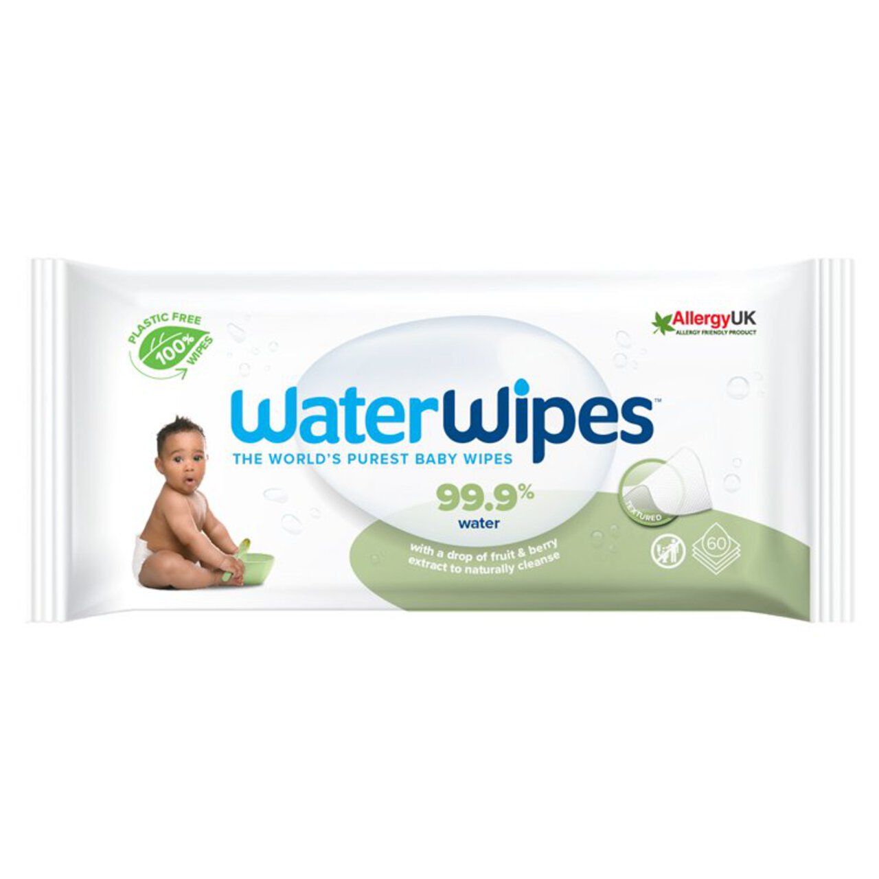 WaterWipes Baby Wipes Sensitive Weaning Plastic Free Wipes 60 Wipes 60 per pack