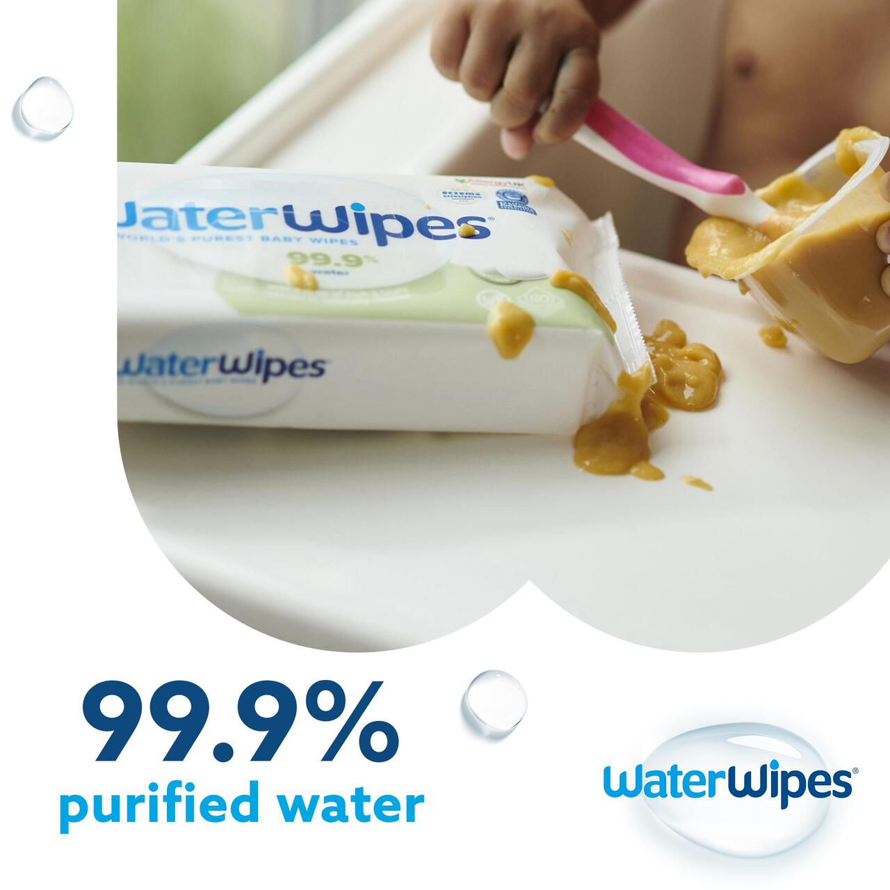 WaterWipes Baby Wipes Sensitive Weaning Plastic Free Wipes 60 Wipes (60 ) 60 per pack