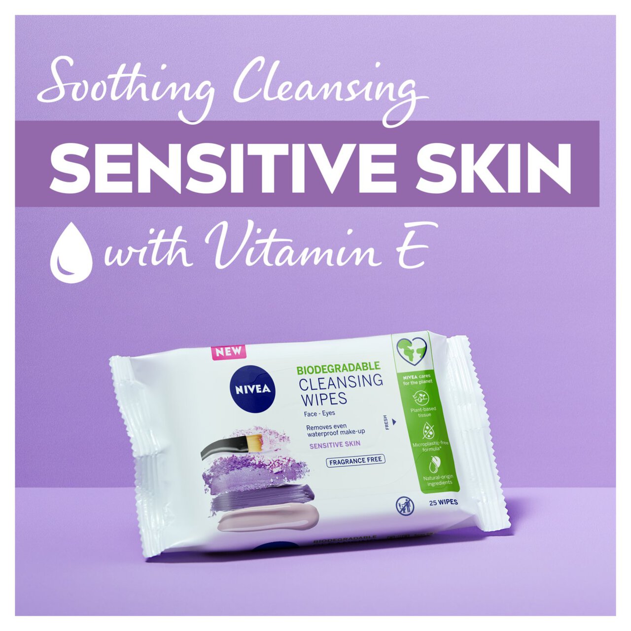 NIVEA Biodegradable Sensitive Cleansing Face Wipes 25 per pack