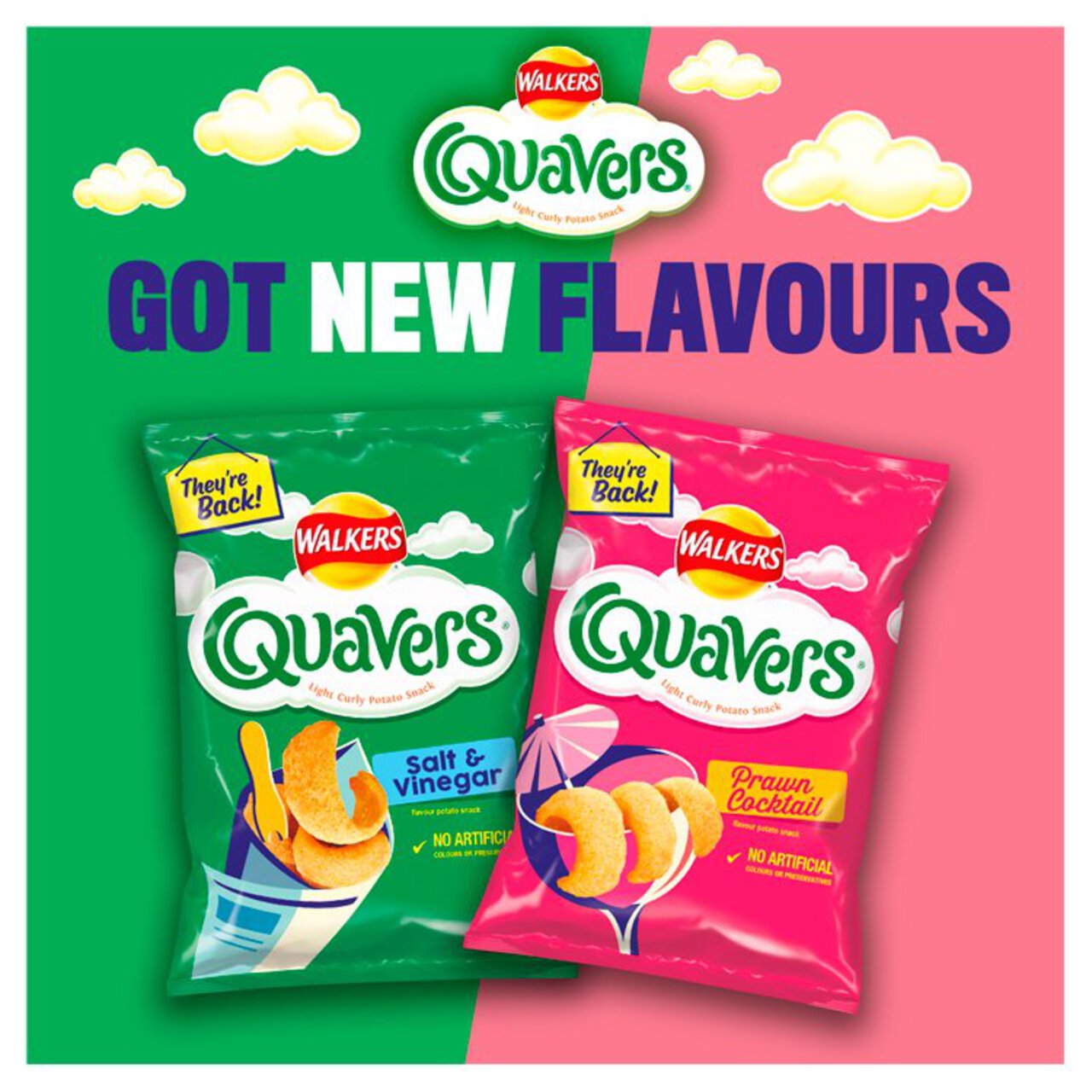 Walkers Quavers Salt & Vinegar Multipack Snacks 6 per pack