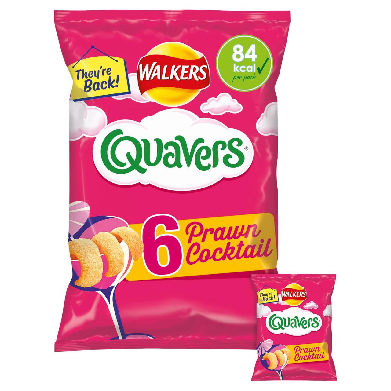 Walkers Quavers Prawn Cocktail Multipack Snacks 6 per pack
