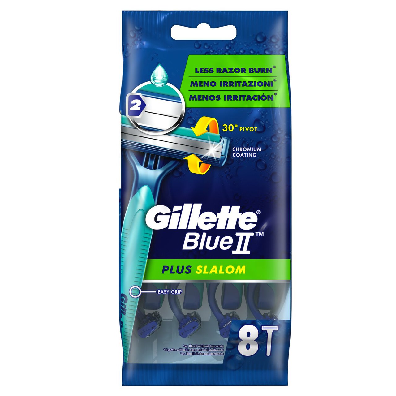 Gillette Blue II Plus Slalom Disposable Razors 8 per pack