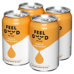 Feel Good Peach and Passionfruit Sparkling Fruitful Water 4 x 330ml