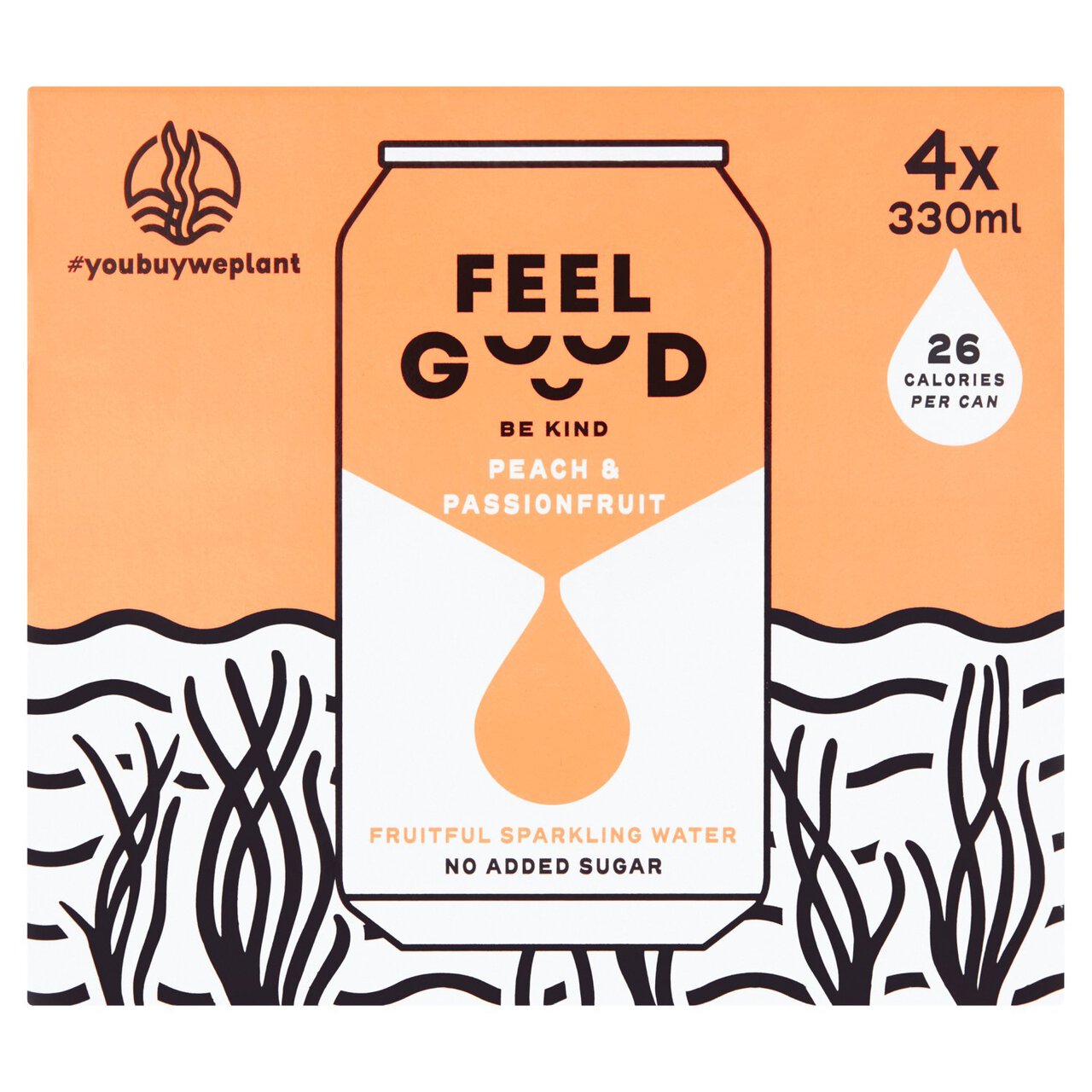 Feel Good Peach and Passionfruit Sparkling Fruitful Water 4 x 330ml