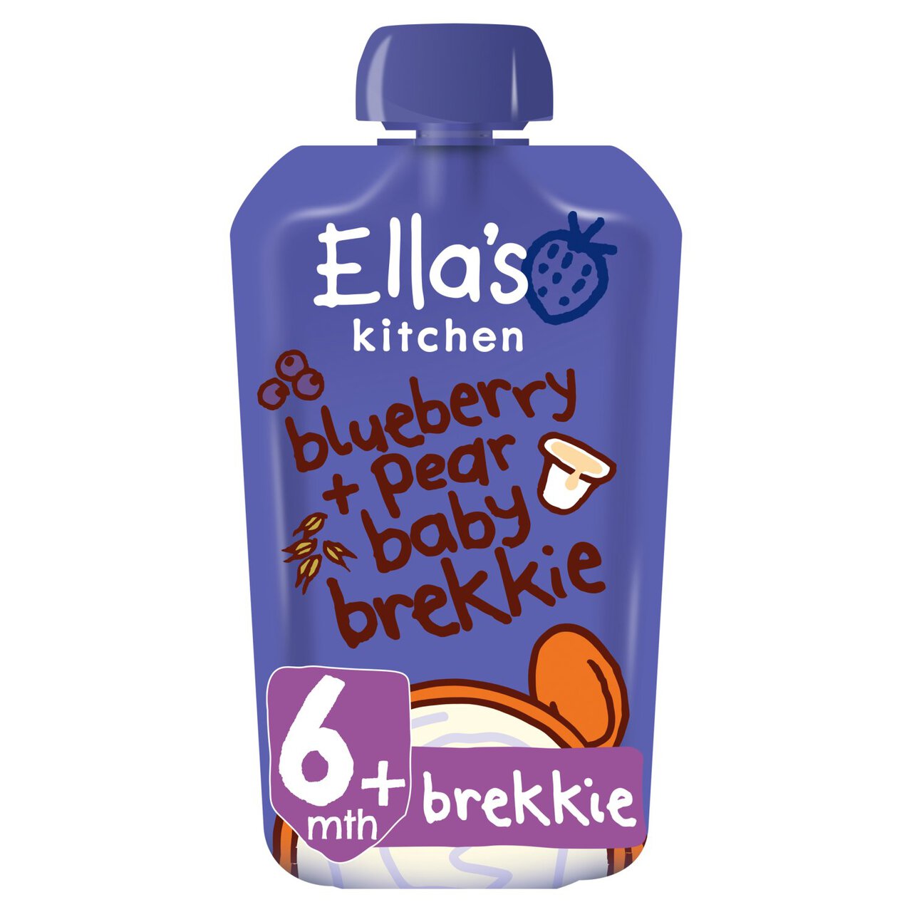 Ella's Kitchen Blueberry + Pear Baby Brekkie Food Breakfast Pouch 6+ Months 100g