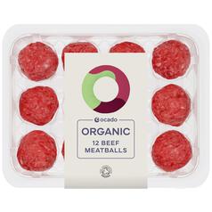 Ocado Organic 12 Beef Meatballs 336g