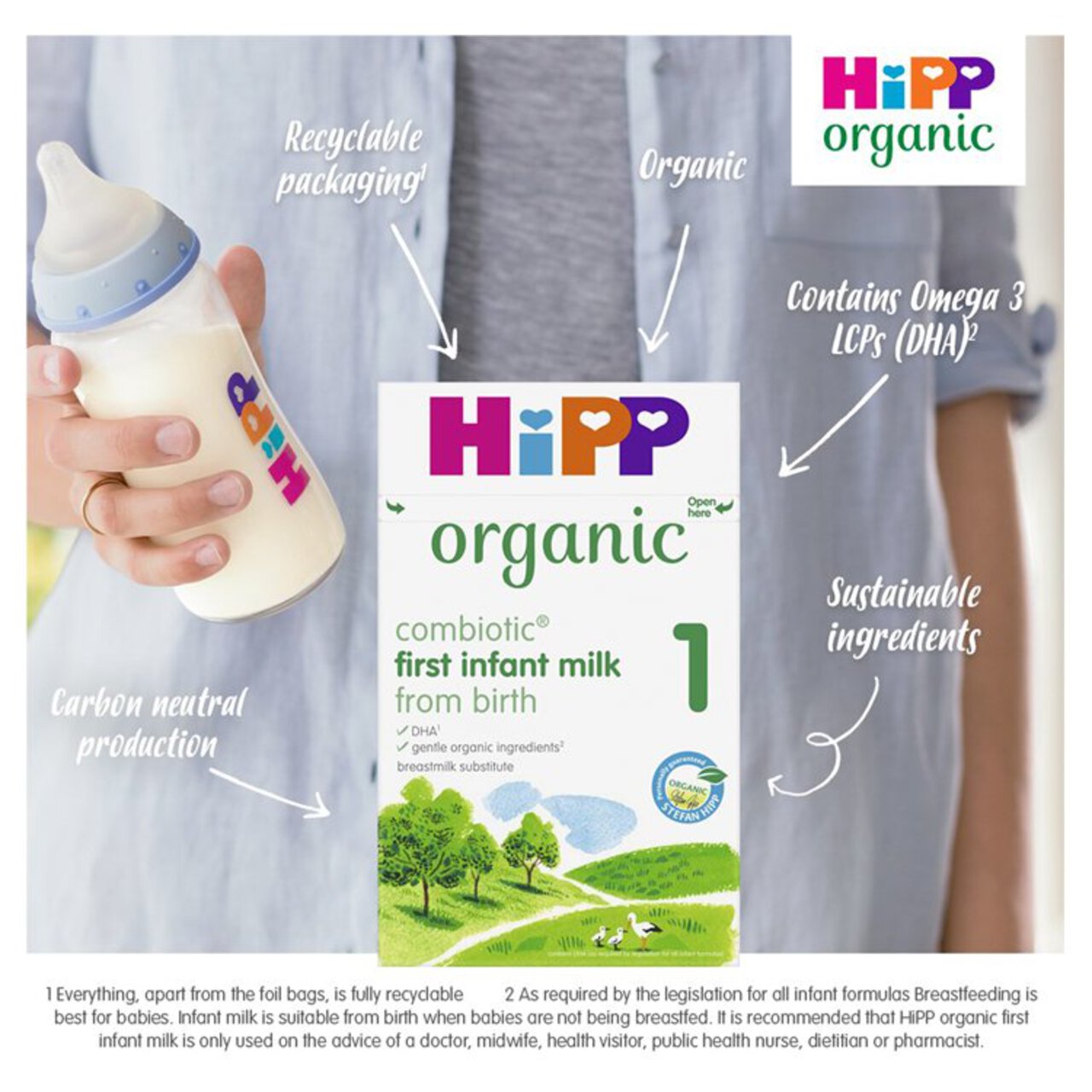 HiPP Organic 1 First Infant Baby Milk Powder Formula From Birth 800g