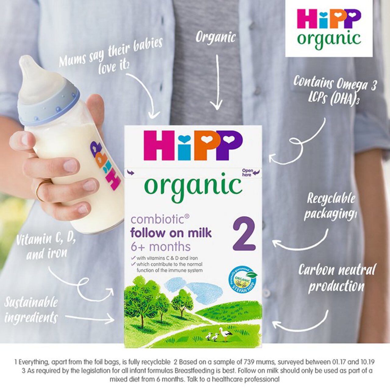 HiPP Organic 2 Follow on Baby Milk Powder Formula From 6 Months 800g