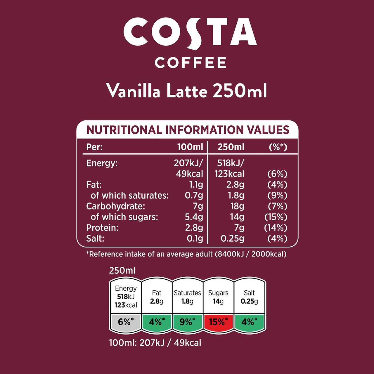 Costa Coffee Vanilla Latte 250ml
