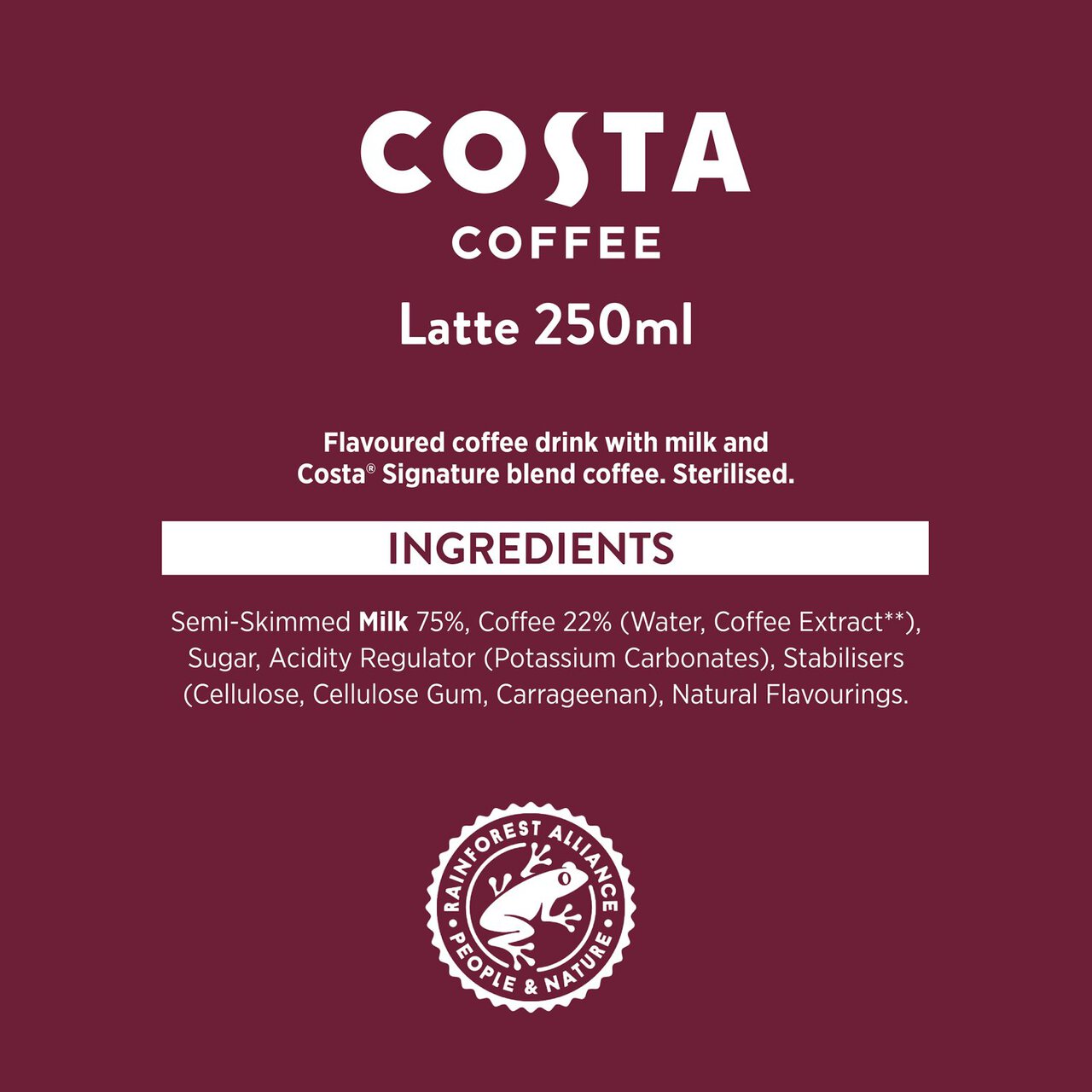 Costa Coffee Latte 4 x 250ml