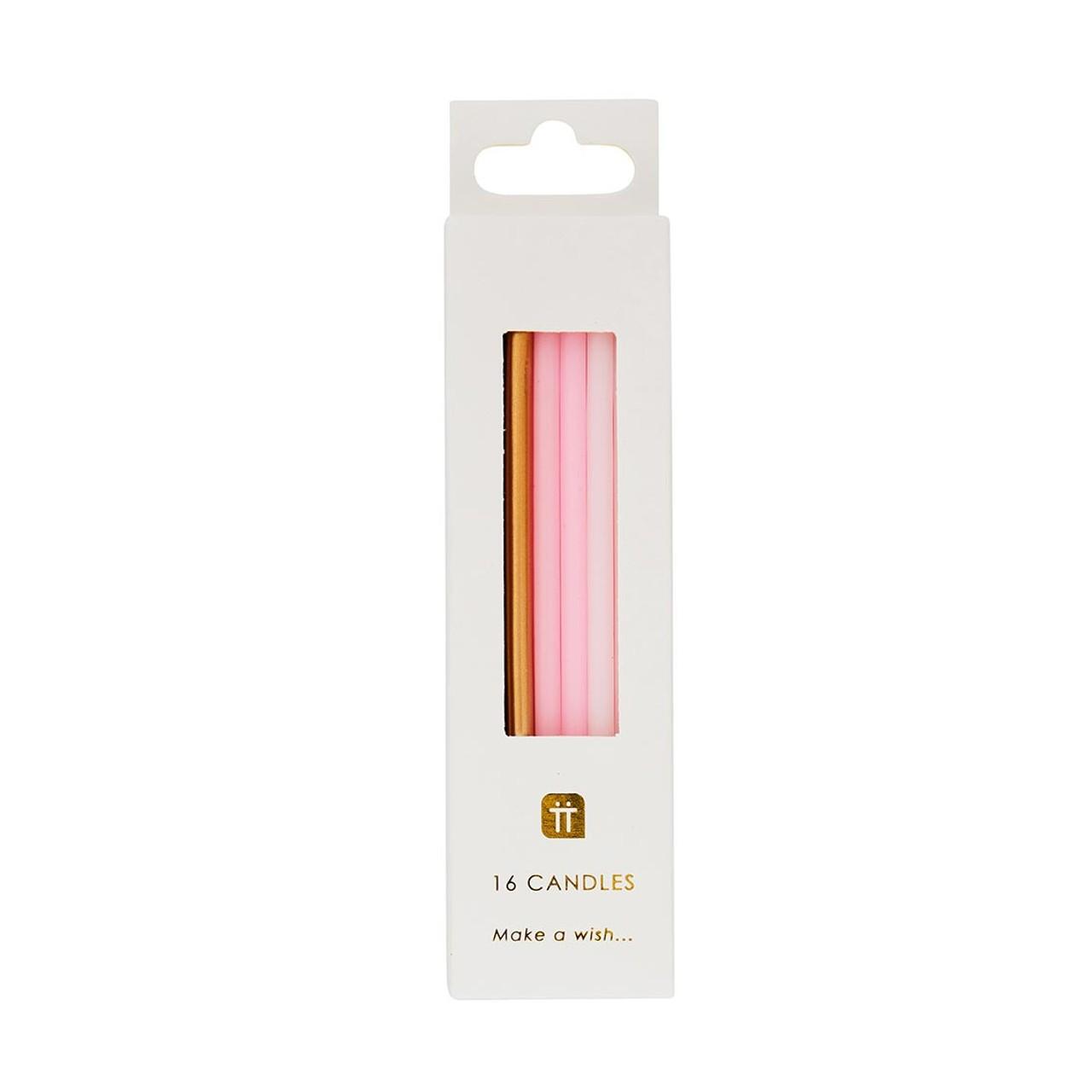 Talking Tables Pink and Gold Birthday Candles 16 per pack