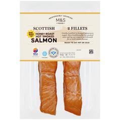 M&S 2 Scottish Honey Roast Hot Smoked Salmon 160g