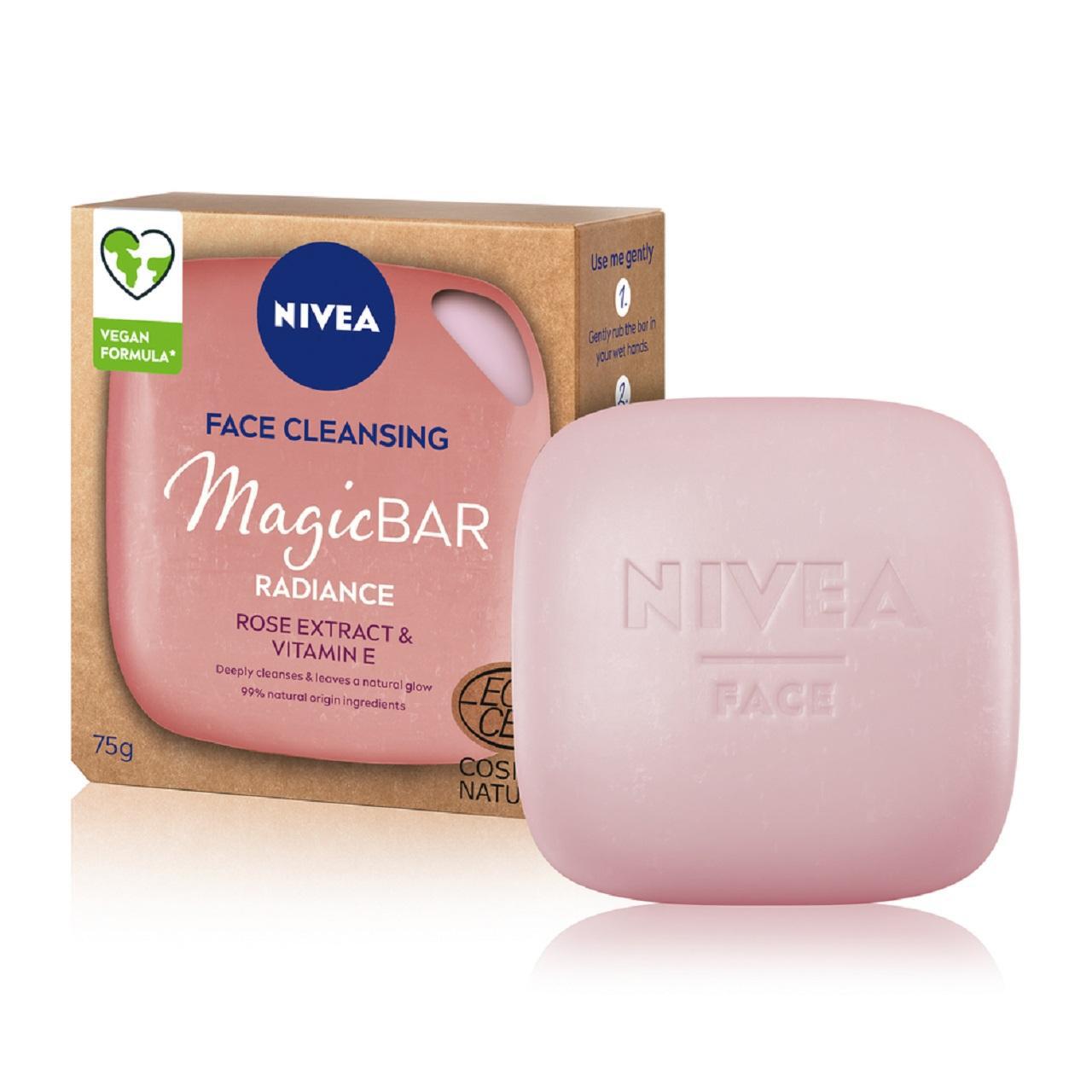 NIVEA Magic Bar Radiance Rose and Vitamin E Face Cleansing Bar 75g