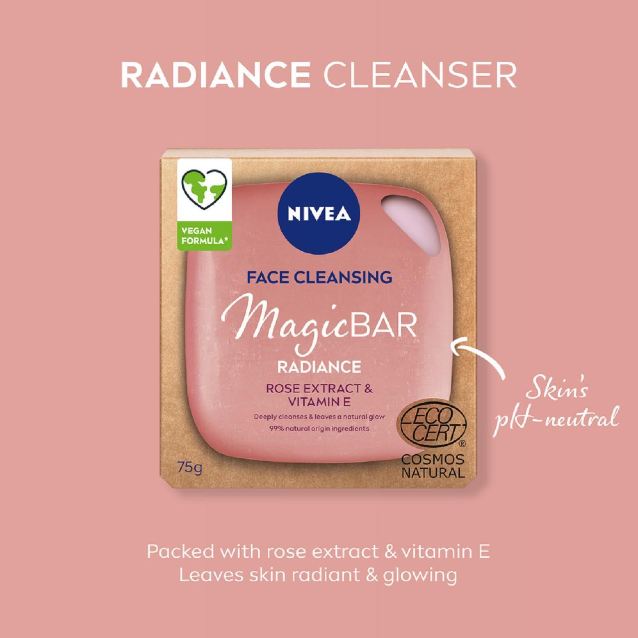 NIVEA Magic Bar Radiance Rose and Vitamin E Face Cleansing Bar 75g