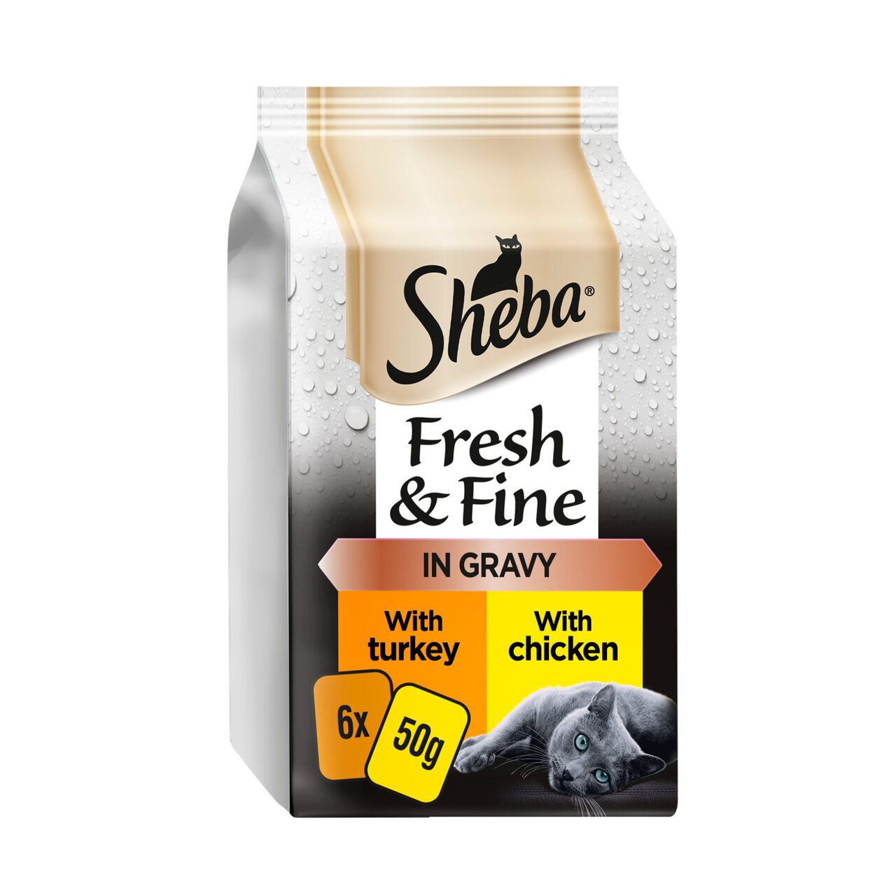 Sheba Fresh & Fine Cat Pouches Poultry Collection in Gravy 6 x 50g