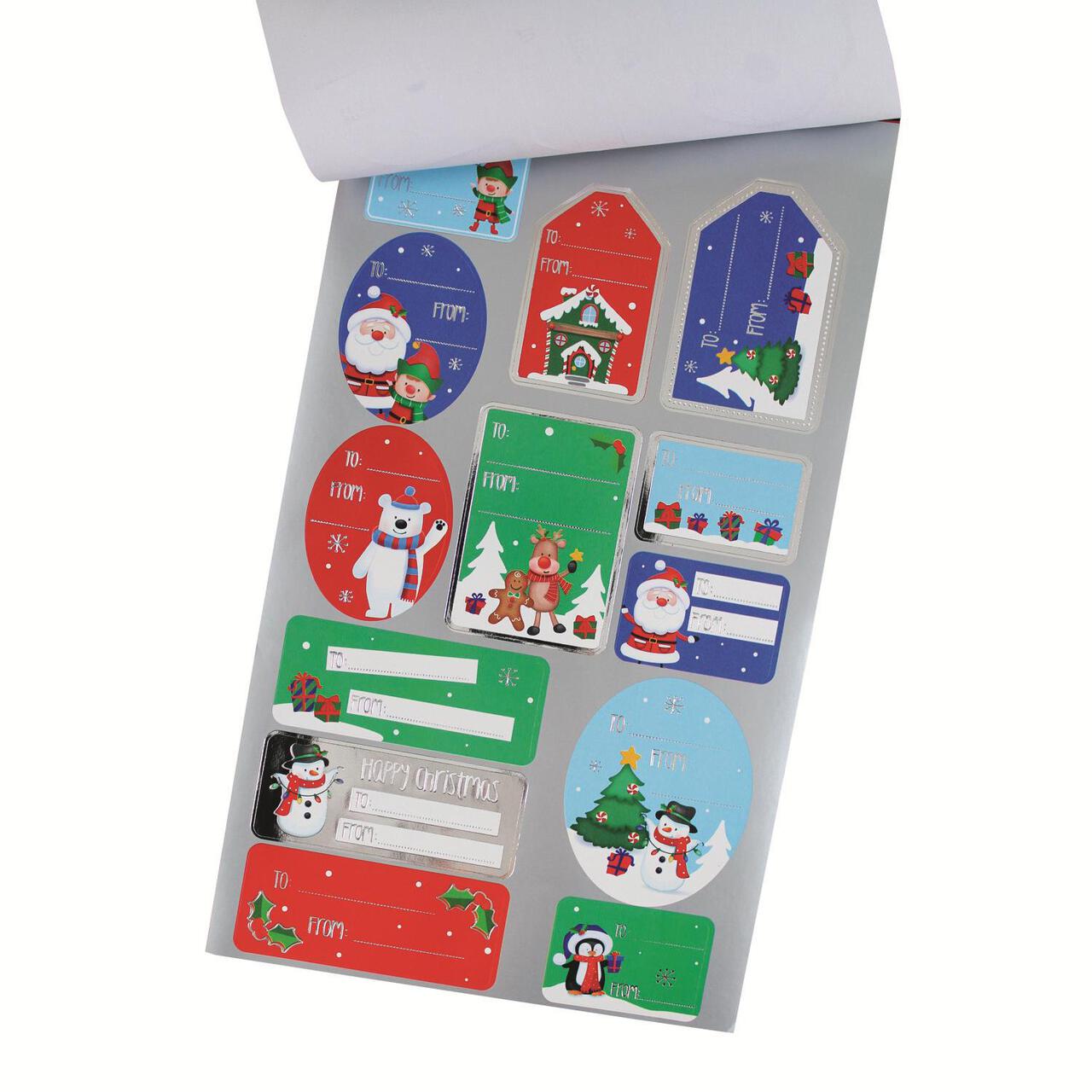 Christmas Foil Sticker Gift Tags, 100pk 100 per pack