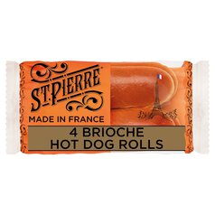 St Pierre 4 Brioche Hot Dog Rolls 4 per pack