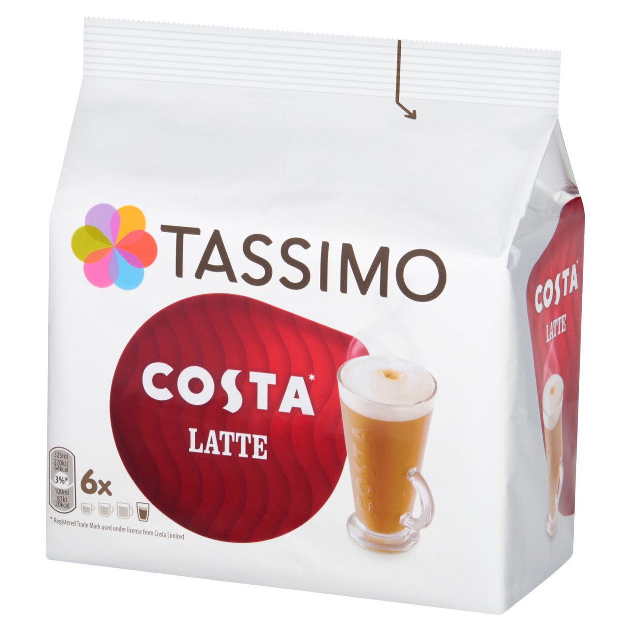 Tassimo Costa Latte Coffee Pods 6 per pack