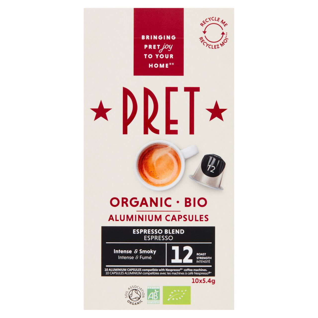 Pret Organic Espresso Blend Coffee Pods 10 per pack
