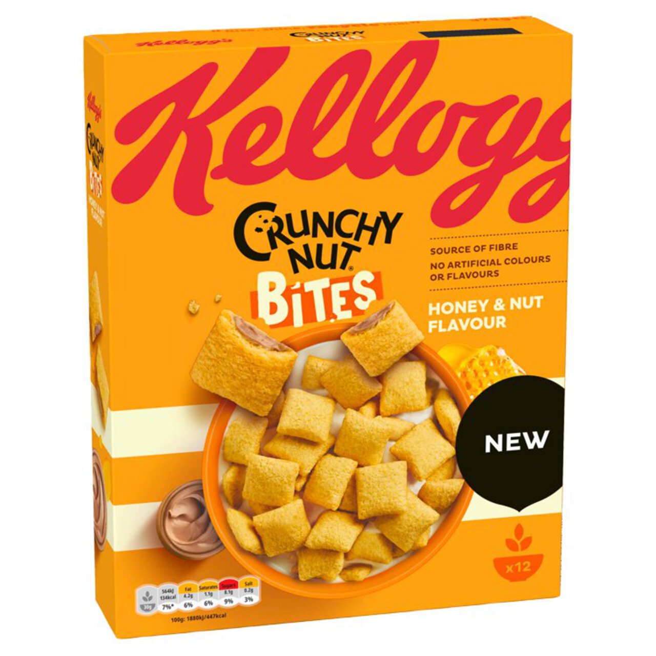 Kellogg's Crunchy Nut Bites Honey & Nut Flavour Breakfast Cereal 375g 375g