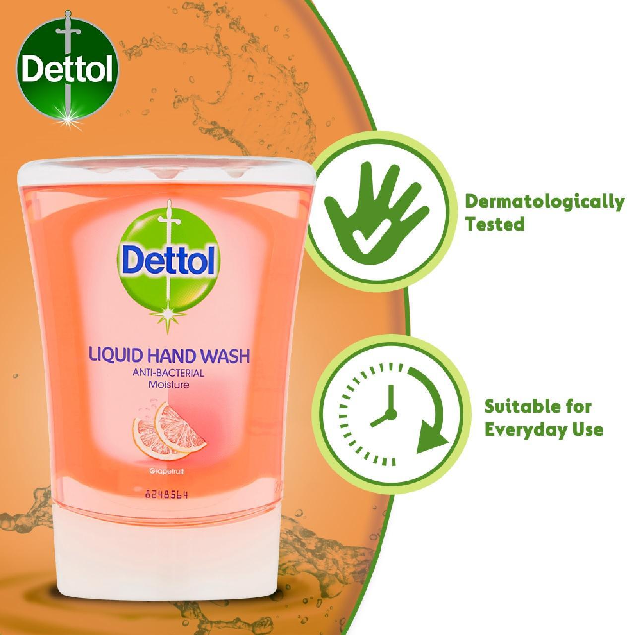 Dettol Refresh Antibacterial No-Touch Refill Liquid Hand Wash Grapefruit 250ml