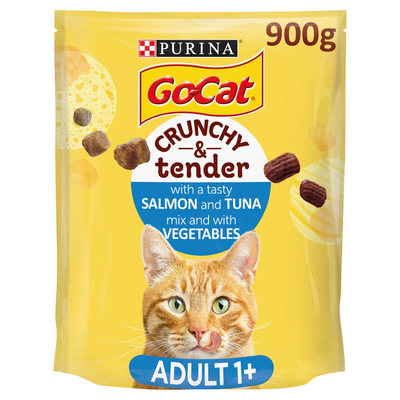 Go-Cat Crunchy & Tender Salmon, Tuna & Veg Dry Cat Food 900g