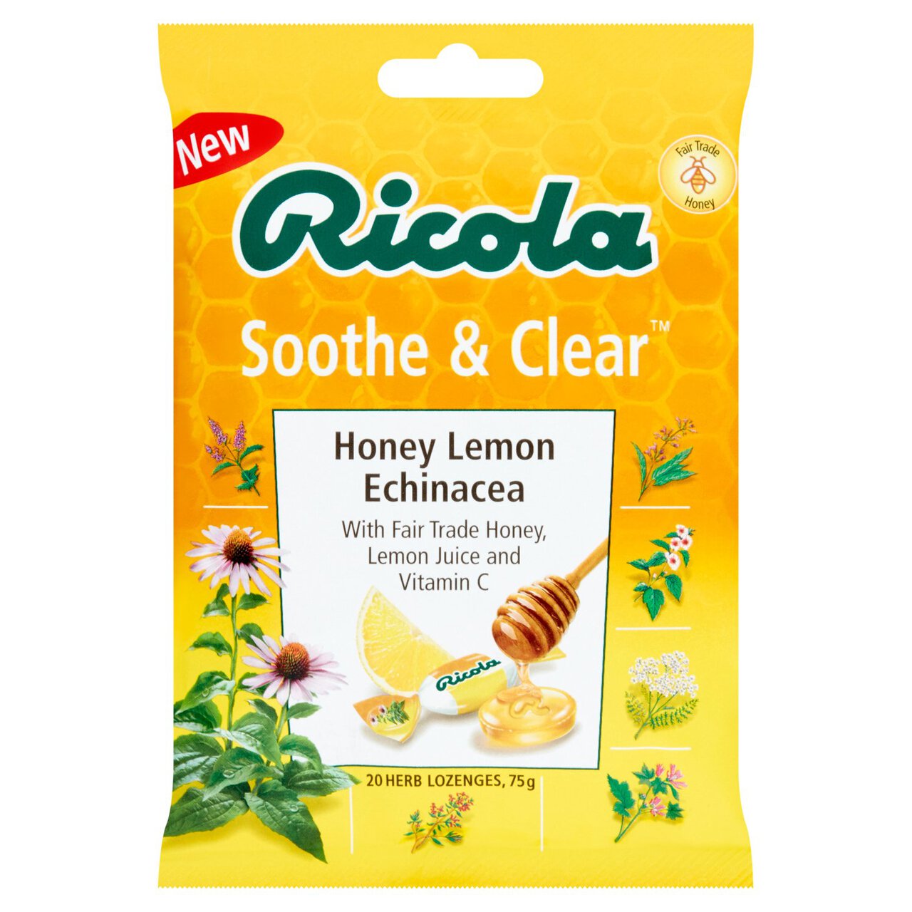 Ricola Soothe & Clear Honey Lemon Echinacea Bag 75g