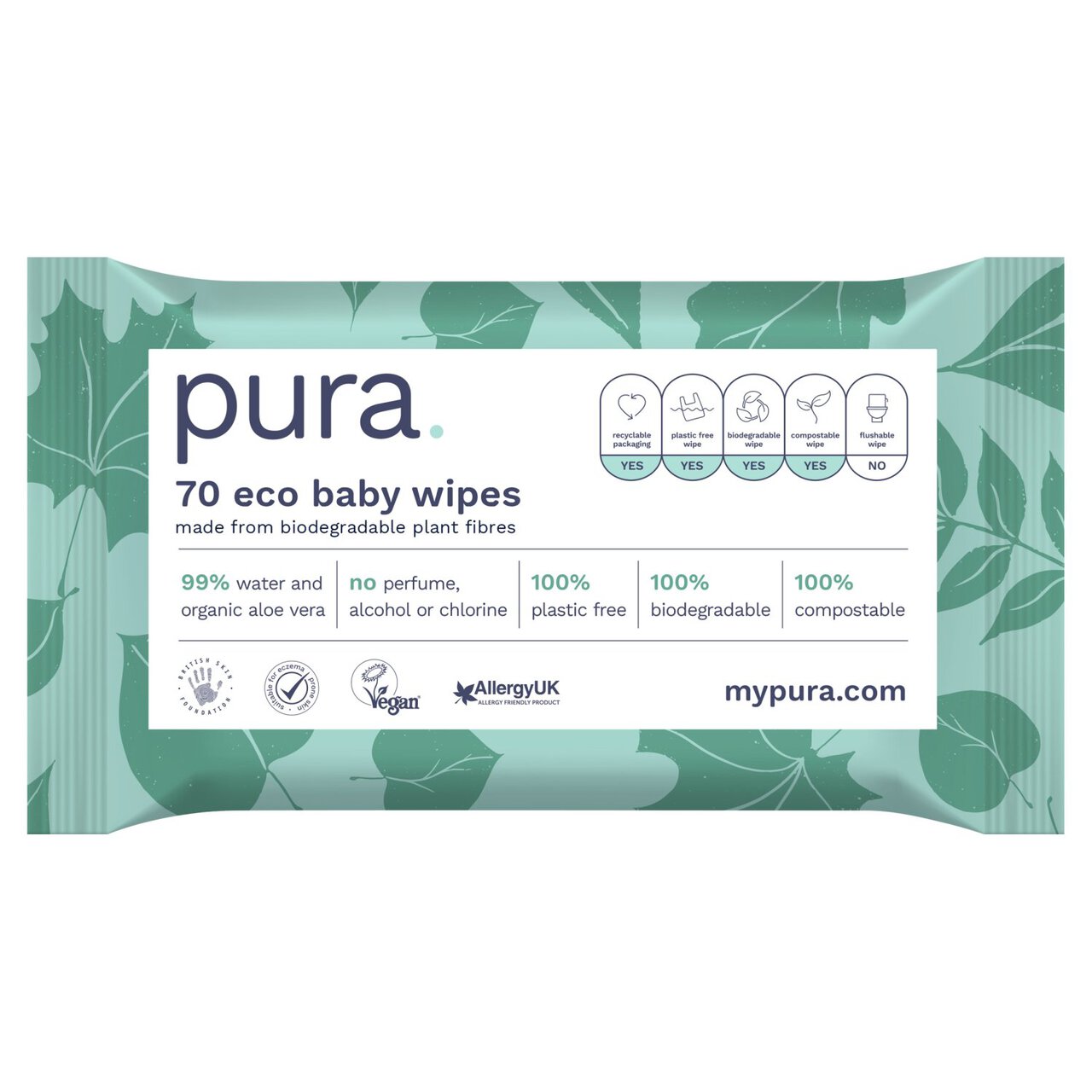 Pura Eco Baby Wipes 70 per pack