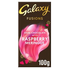 Galaxy Fusions Luxury Dark Chocolate with Raspberry & Meringue Block Bar 100g