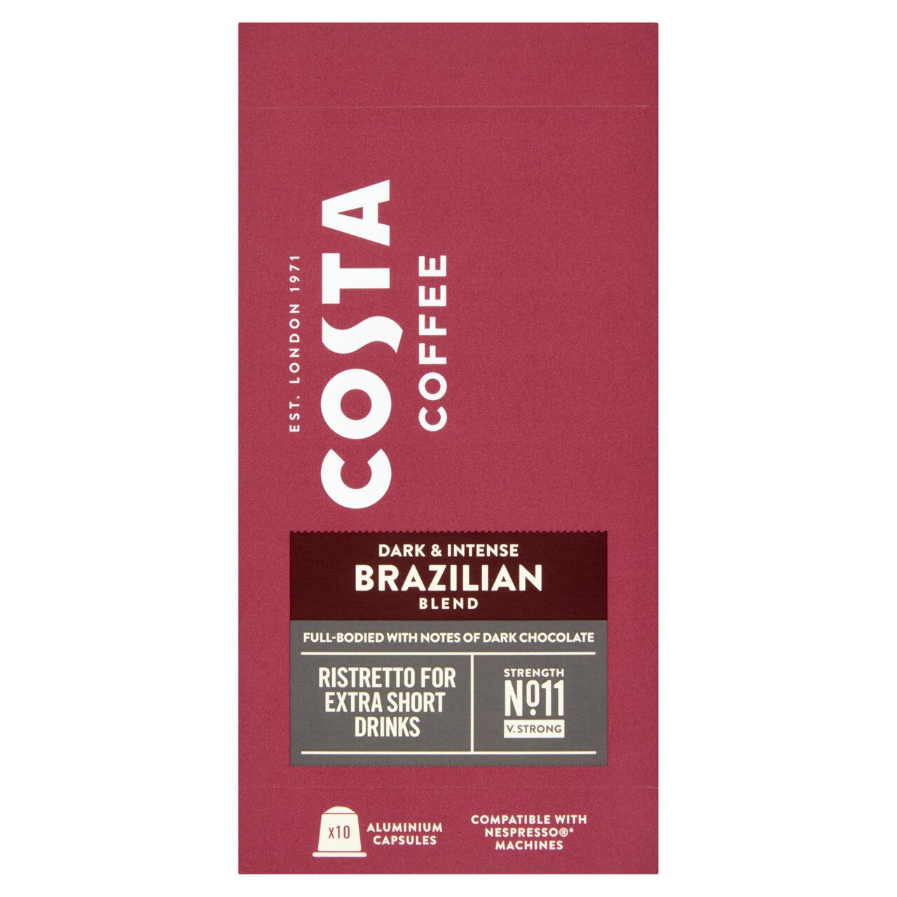 Costa Coffee Nespresso Compatible Brazilian Blend Ristretto 10 per