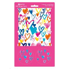 Hearts Gift Wrap Sheets 2 per pack