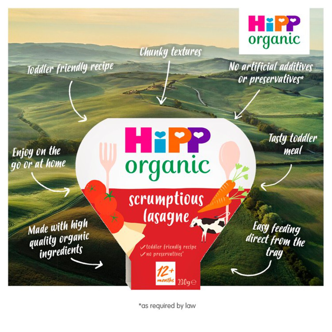 HiPP Organic Scrumptious Lasagne Toddler Tray Meal 1-3 Years 230g