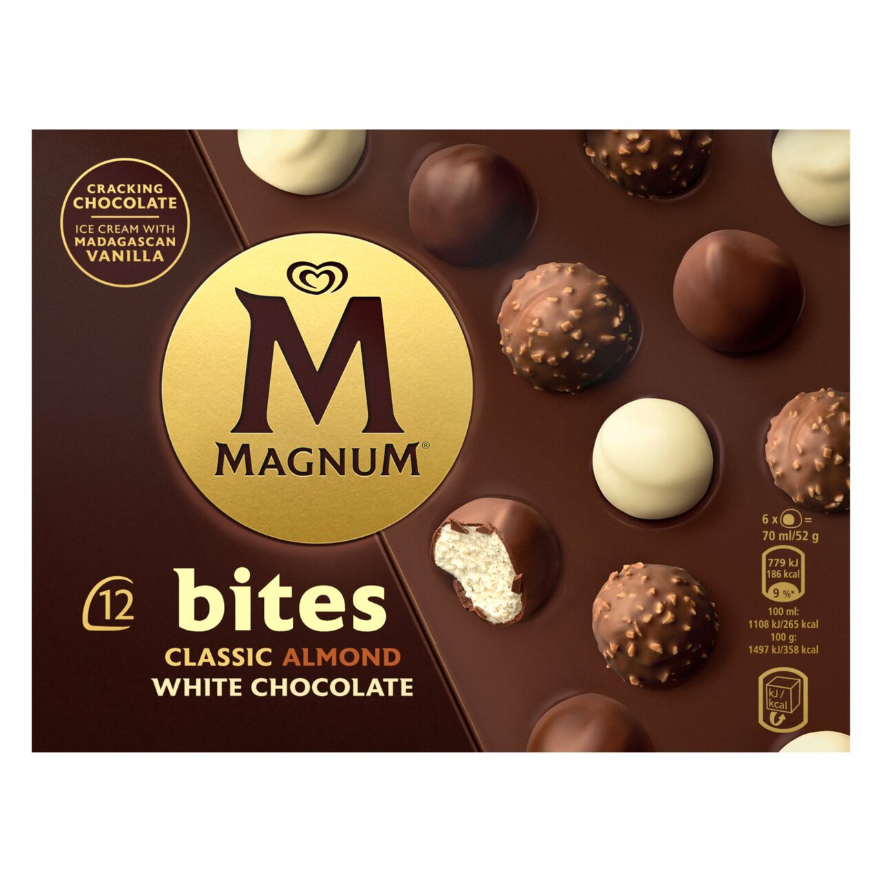 Magnum Ice Cream Bites Classic, Almond & White Chocolate 12 pack 140ml