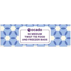 Ocado Medium Twist Tie Food & Freezer Bags 50 per pack